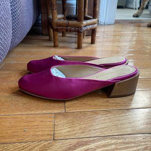 Mari Giudicelli Satin Leblon Mules Fuschia